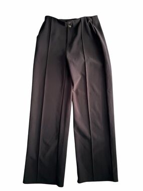 INDERO High-Rise Wide-Leg Pleated Trousers in Black Size L/XL elastic Waist.